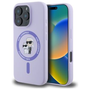 Karl Lagerfeld KLHMP16LSCMKCRHU Apple iPhone 16 Pro 6.3" violetinės spalvos kietas dėklas Silicone Karl&Choupette