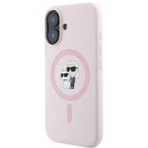 Karl Lagerfeld KLHMP16SSCMKCRHP Apple iPhone 16 6.1" rožinės spalvos kietas dėklas Silicone Karl&Choupette Heads Rin - Image 2