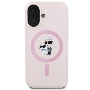 Karl Lagerfeld KLHMP16SSCMKCRHP Apple iPhone 16 6.1" rožinės spalvos kietas dėklas Silicone Karl&Choupette Heads Rin - Image 3