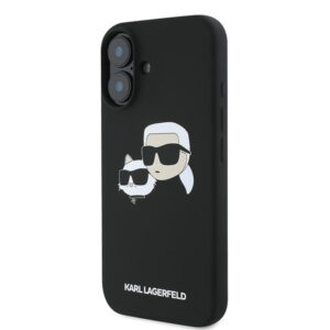 Karl Lagerfeld KLHMP16MSKCHPPLK Apple iPhone 16 Plus 6.7" juodos spalvos kietas dėklas Silicone Double Heads Print - Image 2