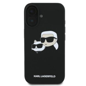 Karl Lagerfeld KLHMP16MSKCHPPLK Apple iPhone 16 Plus 6.7" juodos spalvos kietas dėklas Silicone Double Heads Print - Image 3