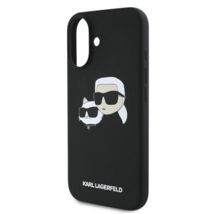Karl Lagerfeld KLHMP16MSKCHPPLK Apple iPhone 16 Plus 6.7" juodos spalvos kietas dėklas Silicone Double Heads Print - Image 6