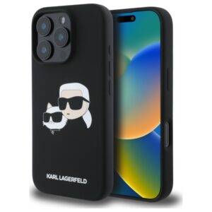Karl Lagerfeld KLHMP16XSKCHPPLK Apple iPhone 16 Pro Max 6.9" juodos spalvos kietas dėklas Silicone Double Heads Pr