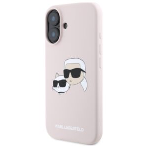 Karl Lagerfeld KLHMP16SSKCHPPLP Apple iPhone 16 6.1" rožinės spalvos kietas dėklas Silicone Double Heads Print MagSa - Image 2