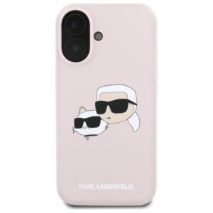 Karl Lagerfeld KLHMP16SSKCHPPLP Apple iPhone 16 6.1" rožinės spalvos kietas dėklas Silicone Double Heads Print MagSa - Image 3