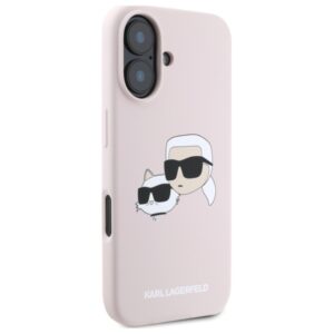 Karl Lagerfeld KLHMP16SSKCHPPLP Apple iPhone 16 6.1" rožinės spalvos kietas dėklas Silicone Double Heads Print MagSa - Image 4