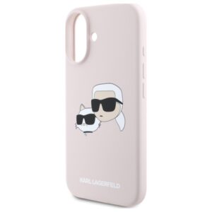 Karl Lagerfeld KLHMP16SSKCHPPLP Apple iPhone 16 6.1" rožinės spalvos kietas dėklas Silicone Double Heads Print MagSa - Image 6