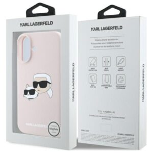 Karl Lagerfeld KLHMP16SSKCHPPLP Apple iPhone 16 6.1" rožinės spalvos kietas dėklas Silicone Double Heads Print MagSa - Image 8
