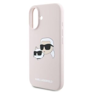 Karl Lagerfeld KLHMP16MSKCHPPLP Apple iPhone 16 Plus 6.7" rožinės spalvos kietas dėklas Silicone Double Heads Print - Image 6