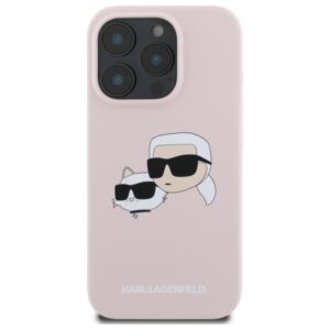 Karl Lagerfeld KLHMP16LSKCHPPLP Apple iPhone 16 Pro 6.3" rožinės spalvos kietas dėklas Silicone Double Heads Print M - Image 3