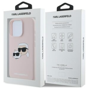 Karl Lagerfeld KLHMP16LSKCHPPLP Apple iPhone 16 Pro 6.3" rožinės spalvos kietas dėklas Silicone Double Heads Print M - Image 8