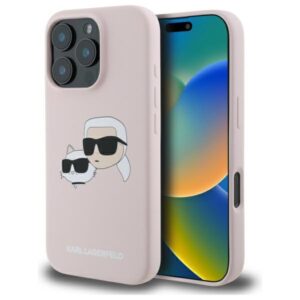 Karl Lagerfeld KLHMP16XSKCHPPLP Apple iPhone 16 Pro Max 6.9" rožinės spalvos kietas dėklas Silicone Double Heads Pri
