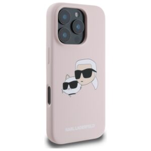 Karl Lagerfeld KLHMP16XSKCHPPLP Apple iPhone 16 Pro Max 6.9" rožinės spalvos kietas dėklas Silicone Double Heads Pri - Image 4