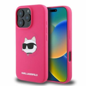 Karl Lagerfeld KLHMP16XSCHPPLF Apple iPhone 16 Pro Max 6.9" fuschia kietas dėklas Silicone Choupette Head - Image 1