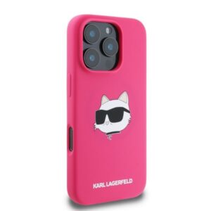 Karl Lagerfeld KLHMP16XSCHPPLF Apple iPhone 16 Pro Max 6.9" fuschia kietas dėklas Silicone Choupette Head - Image 2