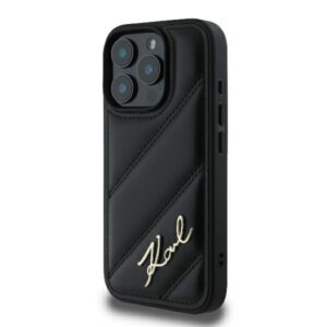Karl Lagerfeld KLHCP16LPQDSMGK Apple iPhone 16 Pro 6.3" juodos spalvos kietas dėklas Quilted Signature - Image 2