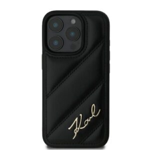 Karl Lagerfeld KLHCP16LPQDSMGK Apple iPhone 16 Pro 6.3" juodos spalvos kietas dėklas Quilted Signature - Image 3