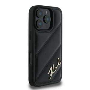 Karl Lagerfeld KLHCP16LPQDSMGK Apple iPhone 16 Pro 6.3" juodos spalvos kietas dėklas Quilted Signature - Image 4