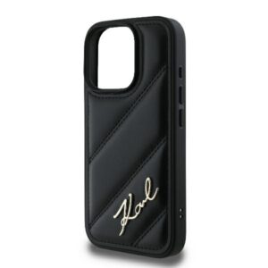 Karl Lagerfeld KLHCP16LPQDSMGK Apple iPhone 16 Pro 6.3" juodos spalvos kietas dėklas Quilted Signature - Image 6