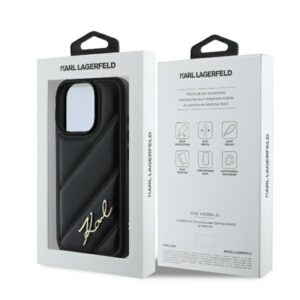 Karl Lagerfeld KLHCP16LPQDSMGK Apple iPhone 16 Pro 6.3" juodos spalvos kietas dėklas Quilted Signature - Image 8