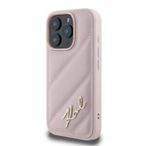 Karl Lagerfeld KLHCP16LPQDSMGP Apple iPhone 16 Pro 6.3" rožinės spalvos kietas dėklas Quilted Signature - Image 2