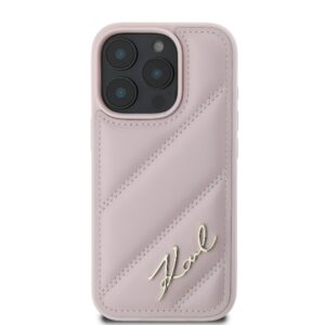 Karl Lagerfeld KLHCP16LPQDSMGP Apple iPhone 16 Pro 6.3" rožinės spalvos kietas dėklas Quilted Signature - Image 3