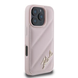 Karl Lagerfeld KLHCP16LPQDSMGP Apple iPhone 16 Pro 6.3" rožinės spalvos kietas dėklas Quilted Signature - Image 4