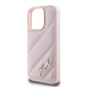 Karl Lagerfeld KLHCP16LPQDSMGP Apple iPhone 16 Pro 6.3" rožinės spalvos kietas dėklas Quilted Signature - Image 6