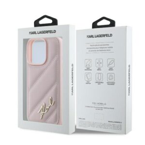 Karl Lagerfeld KLHCP16LPQDSMGP Apple iPhone 16 Pro 6.3" rožinės spalvos kietas dėklas Quilted Signature - Image 8