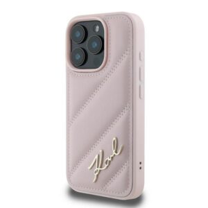Karl Lagerfeld KLHCP16XPQDSMGP Apple iPhone16 Pro Max 6.9" rožinės spalvos kietas dėklas Quilted Signature - Image 2