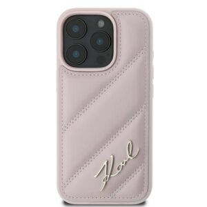 Karl Lagerfeld KLHCP16XPQDSMGP Apple iPhone16 Pro Max 6.9" rožinės spalvos kietas dėklas Quilted Signature - Image 3