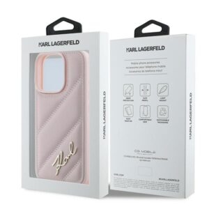 Karl Lagerfeld KLHCP16XPQDSMGP Apple iPhone16 Pro Max 6.9" rožinės spalvos kietas dėklas Quilted Signature - Image 8