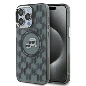 Karl Lagerfeld KLHMP15XHMCKMHK Apple iPhone 15 Pro Max 6.7" juodos spalvos IML Monogram Karl&Choupette Head M