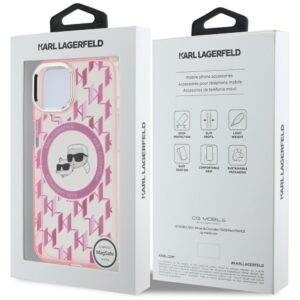 Karl Lagerfeld KLHMP15MHMCKMHP Apple iPhone 15 Plus 6.7" rožinės spalvos IML Monogram Karl&Choupette Head MagSa - Image 8
