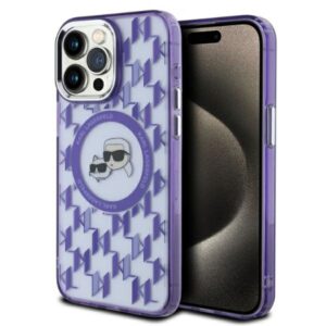 Karl Lagerfeld KLHMP15XHMCKMHU Apple iPhone 15 Pro Max 6.7" violetinės spalvos IML Monogram Karl&Choupette He