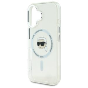 Karl Lagerfeld KLHMP16SHLSKIH Apple iPhone 16 6.1"baltos spalvos kietas dėklas IML Metal Karl Head MagSafe - Image 6