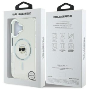 Karl Lagerfeld KLHMP16SHLSKIH Apple iPhone 16 6.1"baltos spalvos kietas dėklas IML Metal Karl Head MagSafe - Image 8
