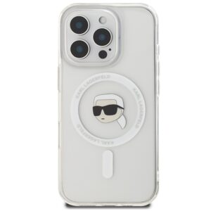 Karl Lagerfeld KLHMP16LHLSKIH Apple iPhone 16 Pro 6.3" baltos spalvos kietas dėklas IML Metal Karl Head MagSafe - Image 3