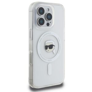 Karl Lagerfeld KLHMP16LHLSKIH Apple iPhone 16 Pro 6.3" baltos spalvos kietas dėklas IML Metal Karl Head MagSafe - Image 4