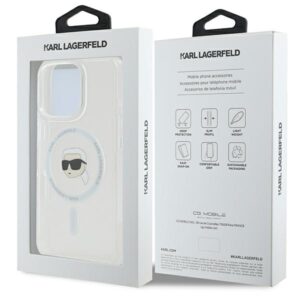 Karl Lagerfeld KLHMP16LHLSKIH Apple iPhone 16 Pro 6.3" baltos spalvos kietas dėklas IML Metal Karl Head MagSafe - Image 8