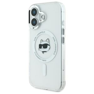 Karl Lagerfeld KLHMP16SHLSCHH Apple iPhone 16 6.1" baltos spalvos kietas dėklas IML Metal Choupette Head MagSafe - Image 2
