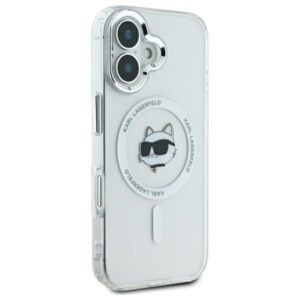 Karl Lagerfeld KLHMP16SHLSCHH Apple iPhone 16 6.1" baltos spalvos kietas dėklas IML Metal Choupette Head MagSafe - Image 4