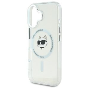 Karl Lagerfeld KLHMP16SHLSCHH Apple iPhone 16 6.1" baltos spalvos kietas dėklas IML Metal Choupette Head MagSafe - Image 6