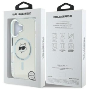 Karl Lagerfeld KLHMP16SHLSCHH Apple iPhone 16 6.1" baltos spalvos kietas dėklas IML Metal Choupette Head MagSafe - Image 8