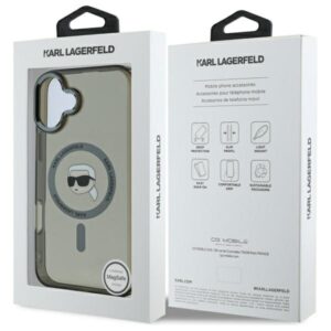 Karl Lagerfeld KLHMP16SHLSKIK Apple iPhone 16 6.1" juodos spalvos kietas dėklas IML Metal Karl Head MagSafe - Image 8