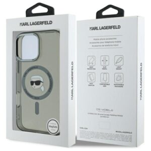 Karl Lagerfeld KLHMP16LHLSKIK Apple iPhone 16 Pro 6.3" juodos spalvos kietas dėklas IML Metal Karl Head MagSafe - Image 8