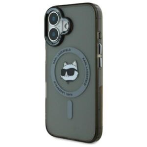Karl Lagerfeld KLHMP16SHLSCHK Apple iPhone 16 6.1" juodos spalvos kietas dėklas IML Metal Choupette Head MagSafe - Image 2