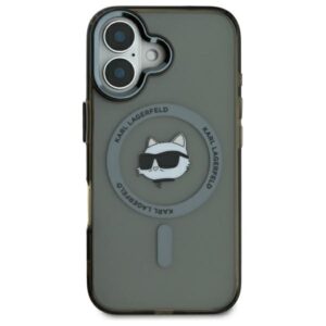 Karl Lagerfeld KLHMP16SHLSCHK Apple iPhone 16 6.1" juodos spalvos kietas dėklas IML Metal Choupette Head MagSafe - Image 3