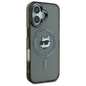 Karl Lagerfeld KLHMP16SHLSCHK Apple iPhone 16 6.1" juodos spalvos kietas dėklas IML Metal Choupette Head MagSafe - Image 4