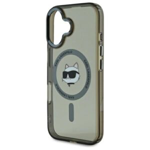 Karl Lagerfeld KLHMP16SHLSCHK Apple iPhone 16 6.1" juodos spalvos kietas dėklas IML Metal Choupette Head MagSafe - Image 6